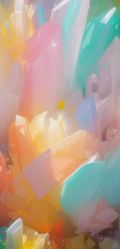 Vibrant and colorful crystal shards create a beautiful abstract phone wallpaper.