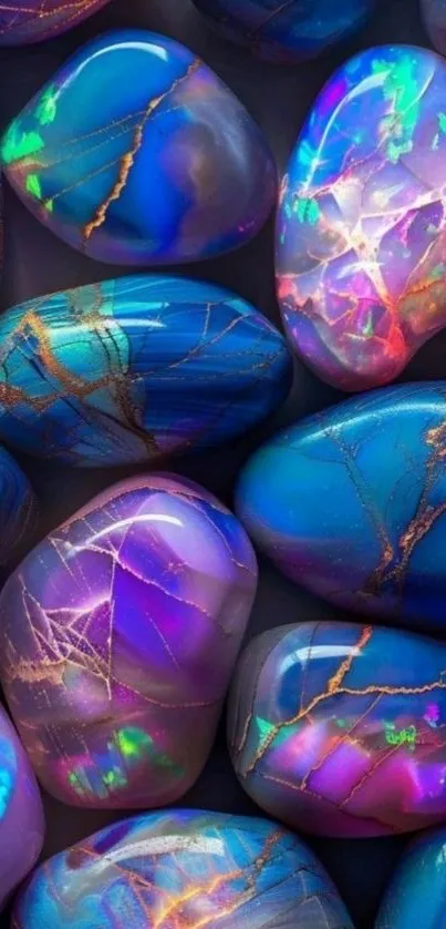 Vibrant crystal stones glowing with color.