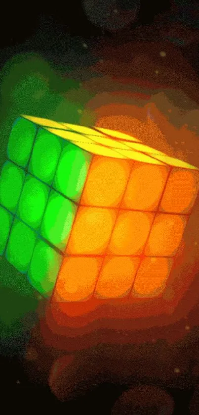 Vibrant glowing cube mobile wallpaper in vivid colors.