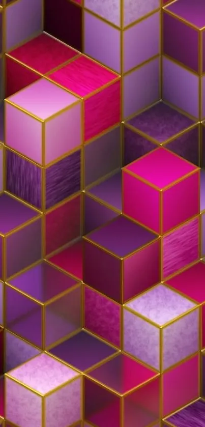 Magenta and purple cubes with gold outlines.