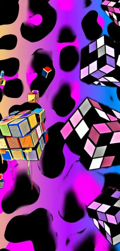 Vibrant digital art wallpaper with colorful cubes and abstract patterns.