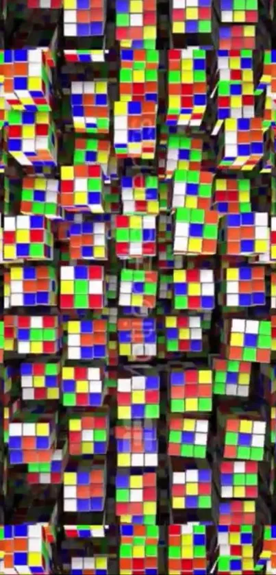 Vibrant multicolored cubes stacked in a pattern.