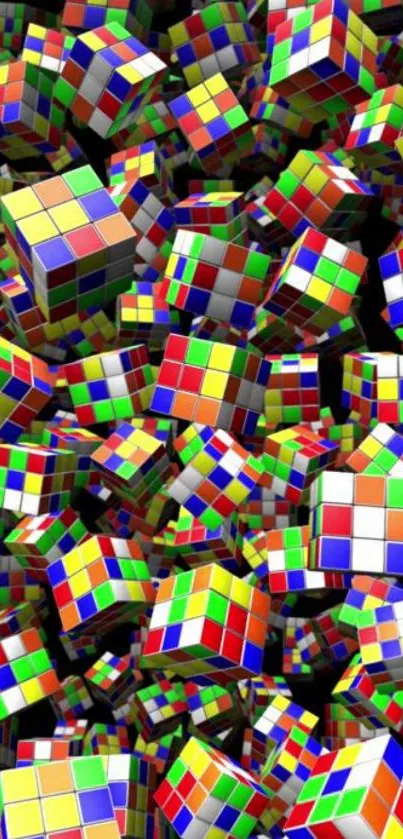 Colorful Rubik's cubes floating in a dynamic, vibrant design.