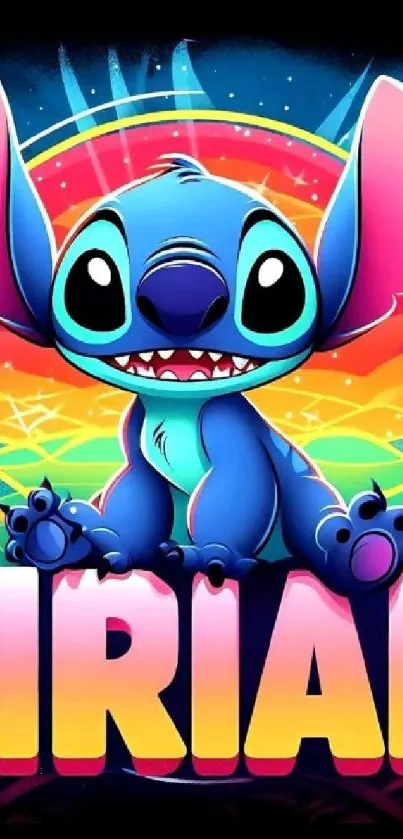 Colorful cartoon creature with vibrant background.