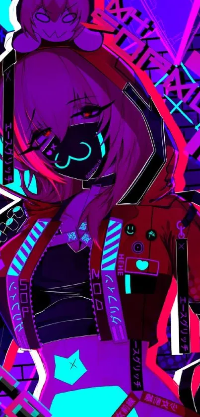 Cyberpunk anime wallpaper with neon and futuristic designs.