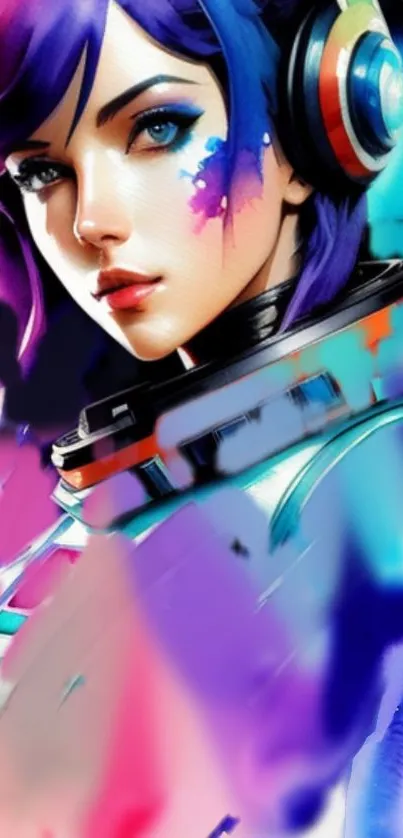 Vibrant cyberpunk art wallpaper with vivid colors and futuristic elements.