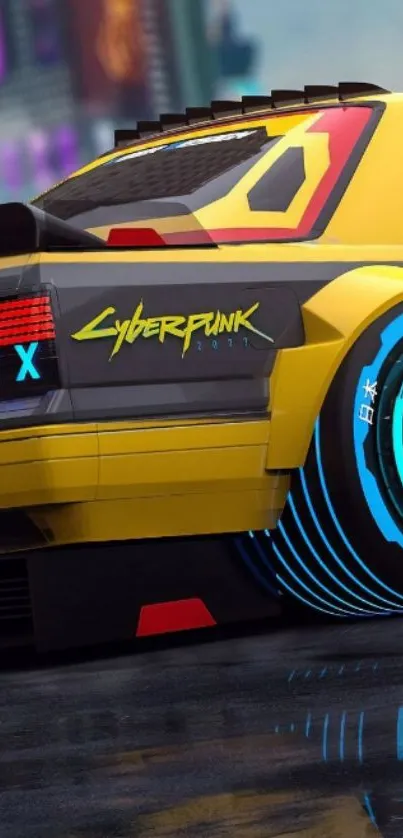 Futuristic cyberpunk car with neon lights.