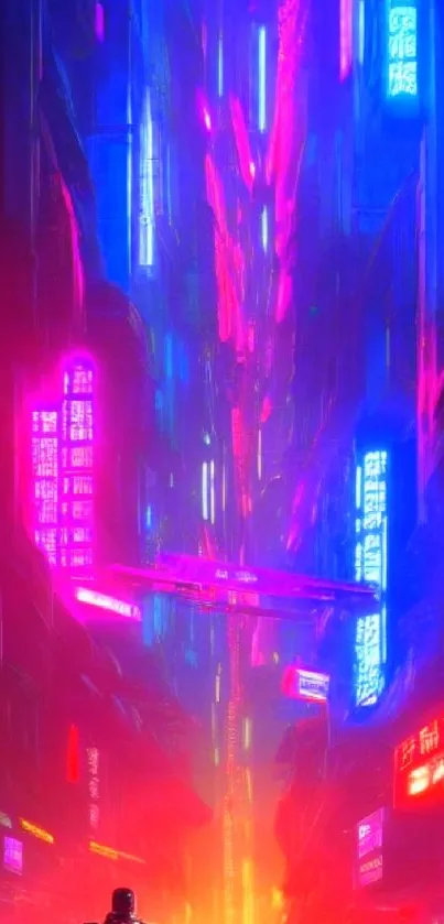 Vibrant neon cyberpunk cityscape wallpaper with futuristic elements.