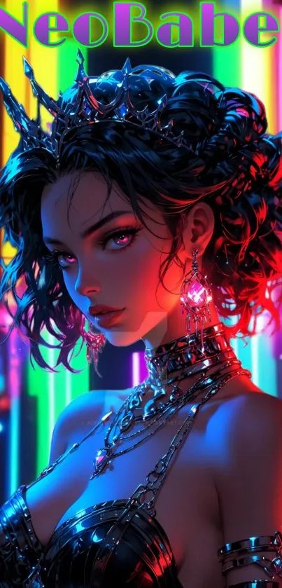 Cyberpunk neon wallpaper with futuristic design and vibrant colors.