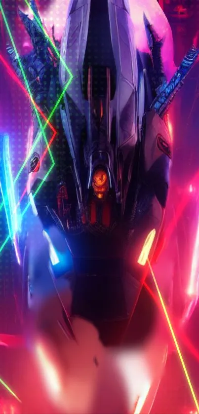 Futuristic cyberpunk neon wallpaper with vibrant colors and dynamic design.