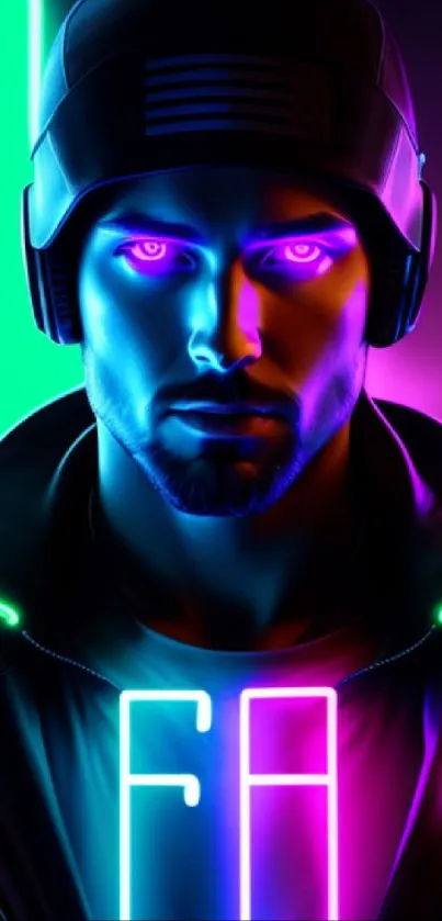 Vibrant cyberpunk style wallpaper with neon colors and futuristic design