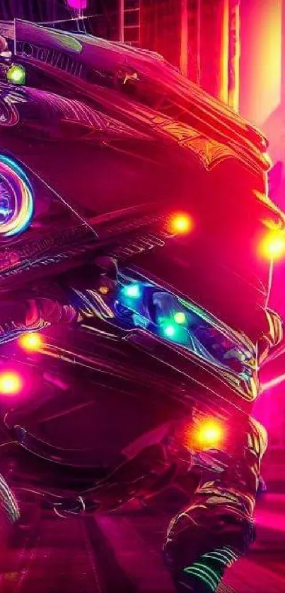 Futuristic neon cyberpunk art with vibrant colors.