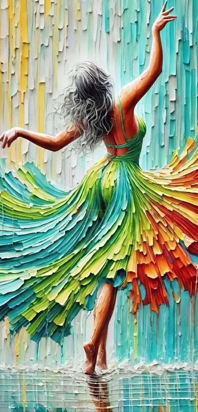 Abstract art of a dancing figure in vibrant colors.