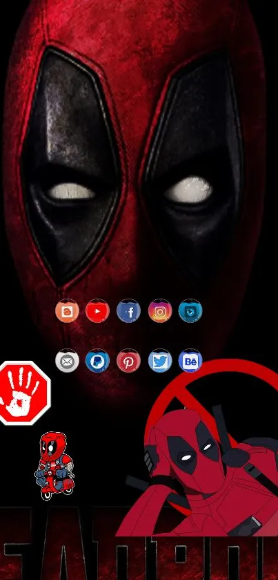 Deadpool's mask on black background wallpaper.