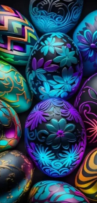 Vibrant Easter eggs with ornate patterns