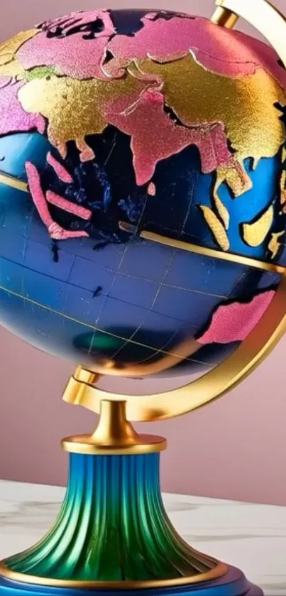 Colorful decorative globe with artistic design.
