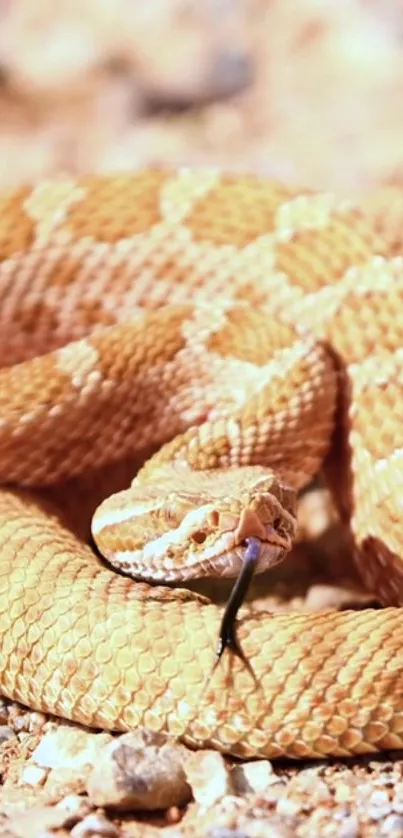 Close-up of vibrant desert snake in orange tones.