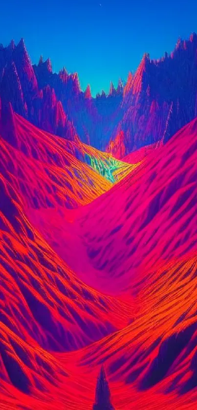 Vibrant abstract neon desertscape digital wallpaper.