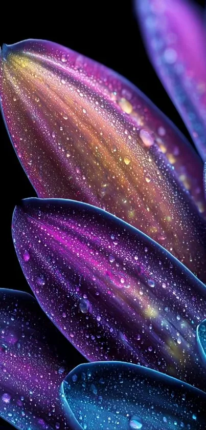 Dewy vibrant petals with gradient colors for mobile wallpaper.