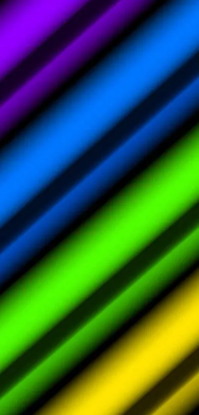 Colorful diagonal stripes in rainbow hues for mobile wallpaper.