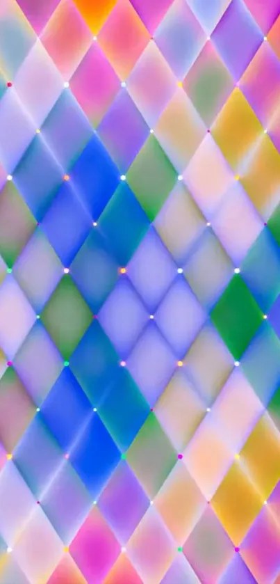 Colorful diamond pattern wallpaper.