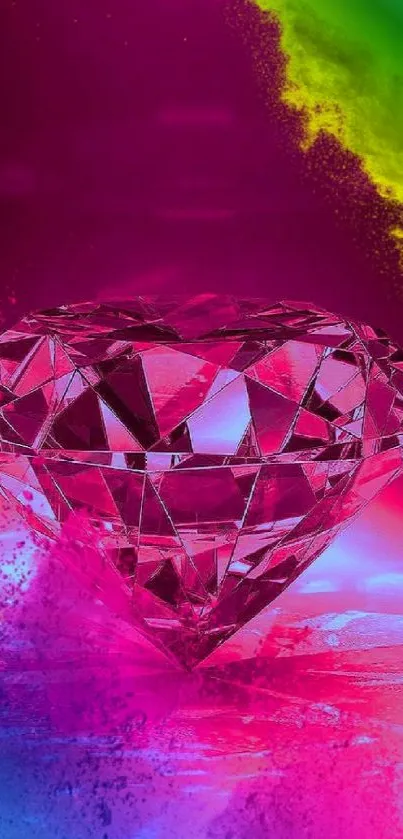 Pink diamond with colorful vibrant background wallpaper.