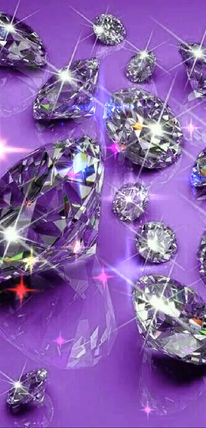 Purple phone wallpaper with sparkling diamonds