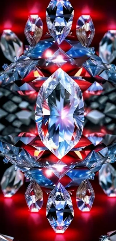 Dazzling gemstone art wallpaper with red and blue colors creating a luxurious look.