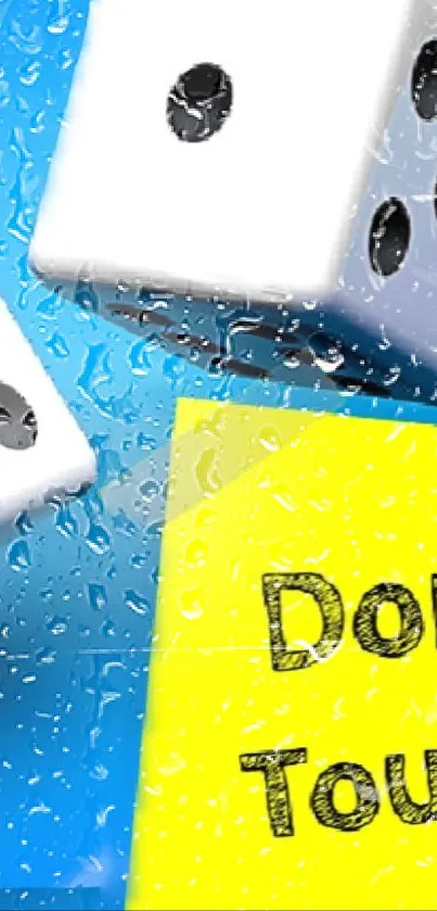 3D dice on blue background with yellow sticky note.