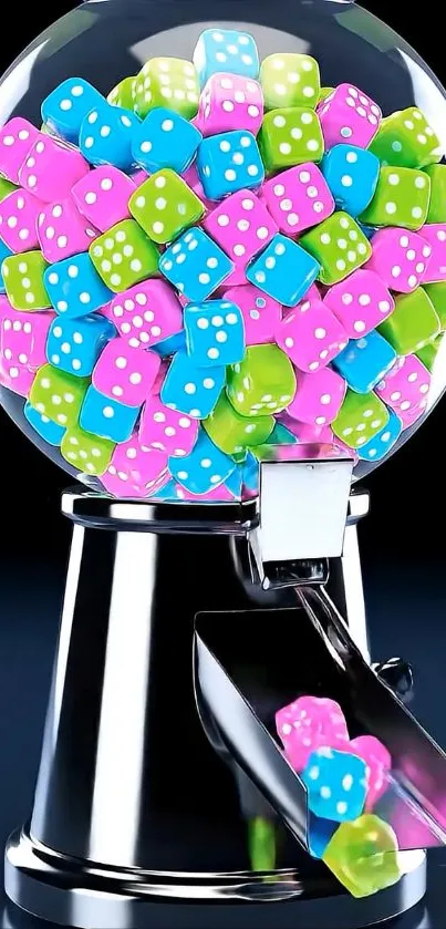 Colorful gumball machine with dice wallpaper.
