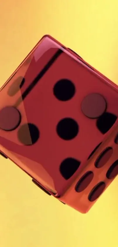 Red dice on a vibrant yellow background.