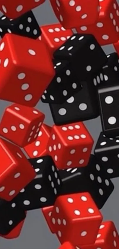Dynamic red and black dice wallpaper art.