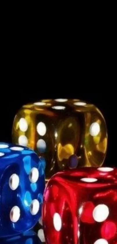 Colorful dice on black background wallpaper.