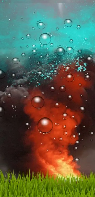 Abstract mobile wallpaper with vivid colors, bubbles, and vibrant energy.