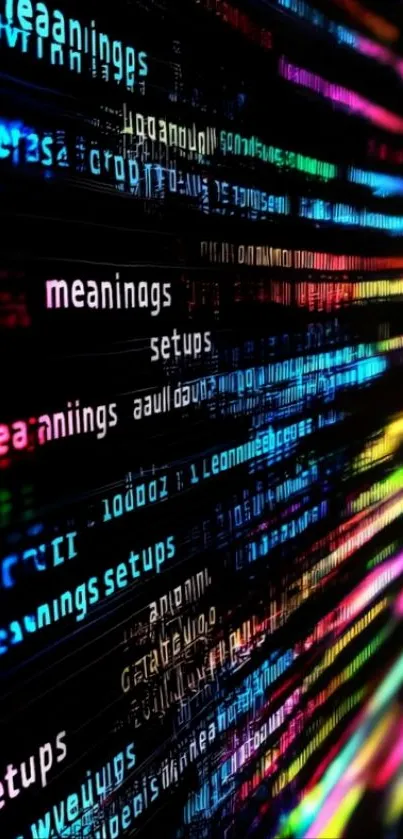 Vibrant digital code lights with colorful streaks.