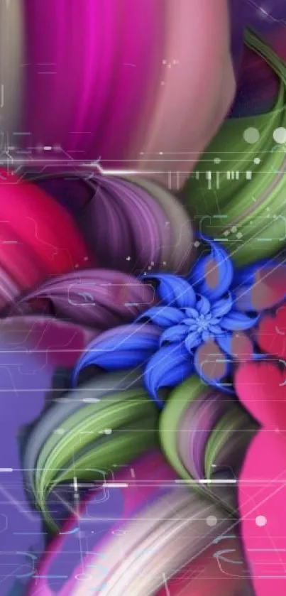 Digital floral wallpaper with vibrant abstract flower design.