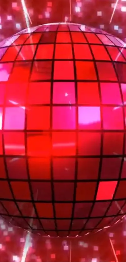 Red glowing disco ball mobile wallpaper.