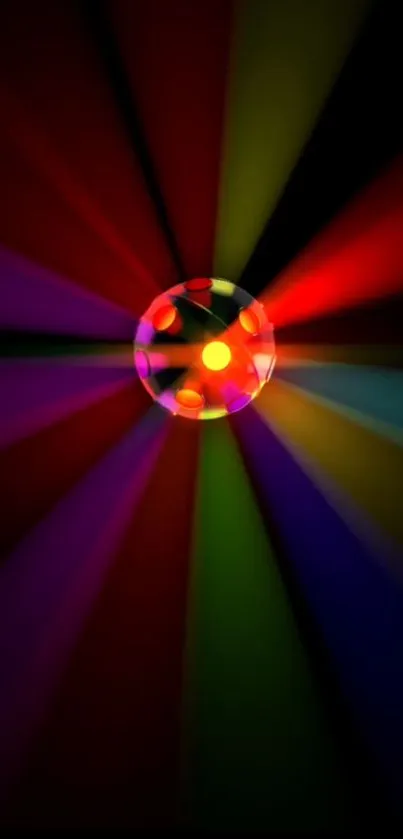 Colorful disco light on black background.