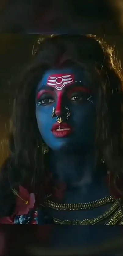 Vibrant divine portrait with face painting.