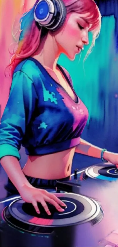 Colorful DJ-themed mobile wallpaper with vibrant art.