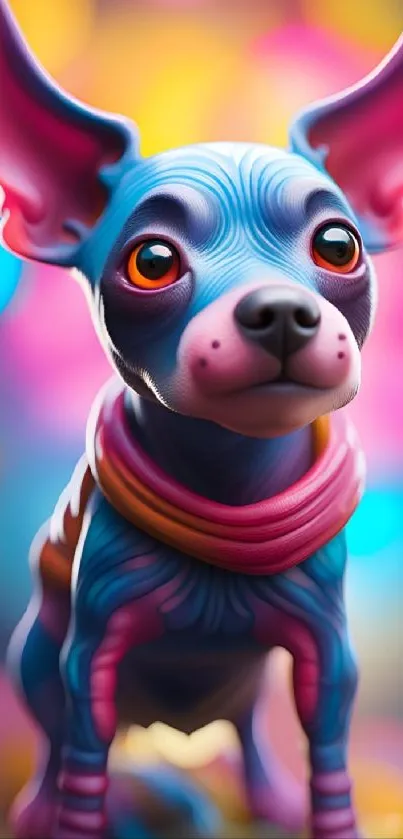 Vibrant, colorful dog art wallpaper with playful design.