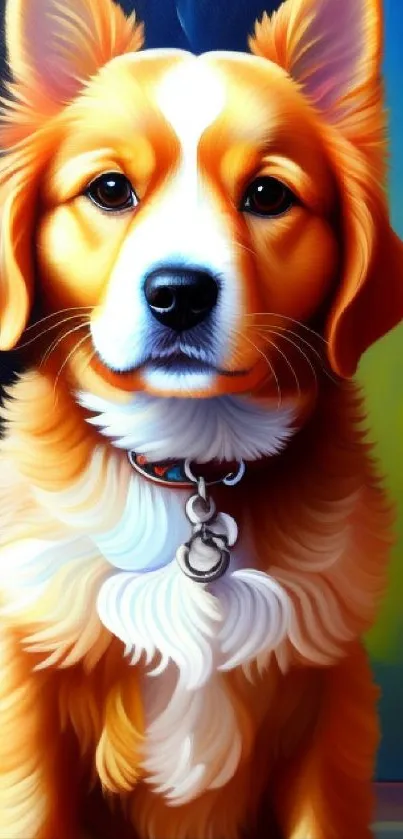 Colorful dog art mobile wallpaper showing a vibrant and charming illustration.