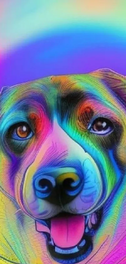 Colorful psychedelic dog art mobile wallpaper.