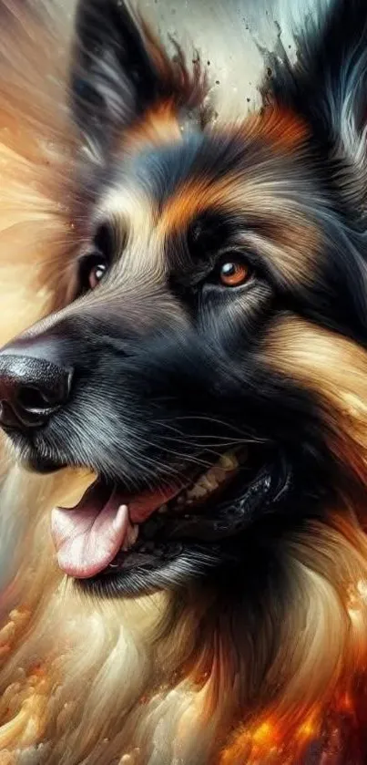 Artistic depiction of a vibrant and colorful dog.