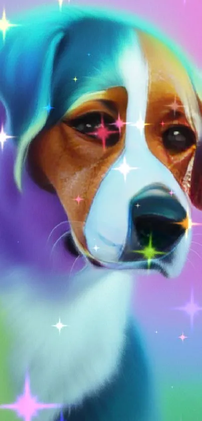 Colorful artistic dog wallpaper with a vibrant design.