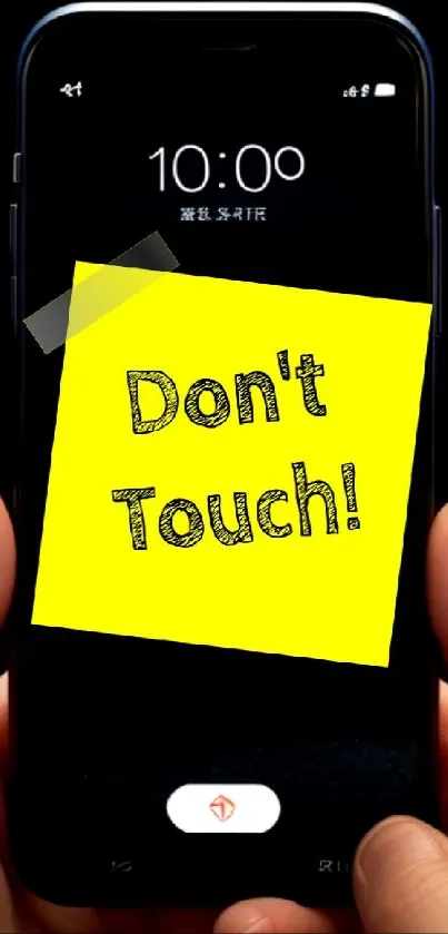 Vibrant mobile wallpaper featuring a yellow 'Don't Touch' message on a phone.