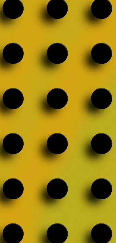 Yellow wallpaper with black dots in a gradient pattern.