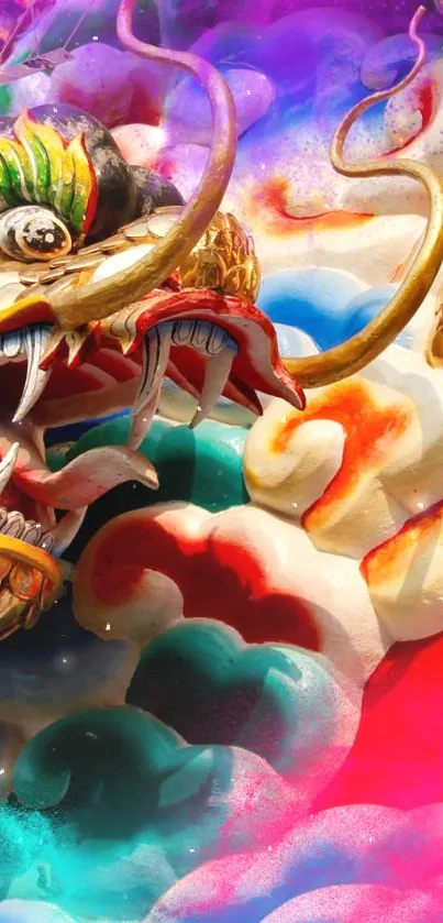 Colorful dragon artwork with vibrant details for mobile wallpaper.