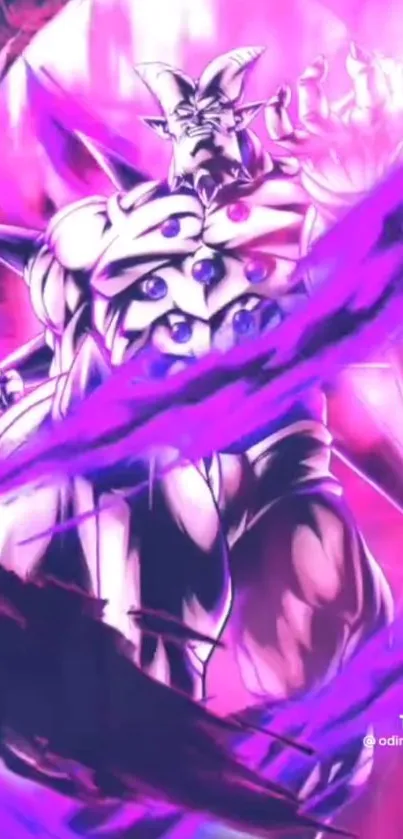 Powerful Dragon Ball character in vibrant purple and pink aura.