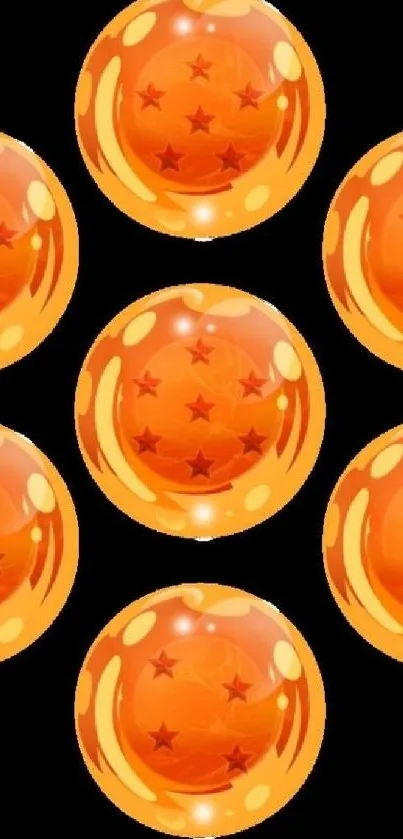 Orange Dragon Ball stars on a black background wallpaper.